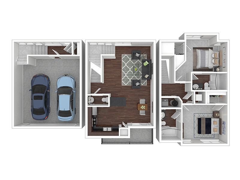 Prana Apartments Floor Plan 2 Bedroom with Garage