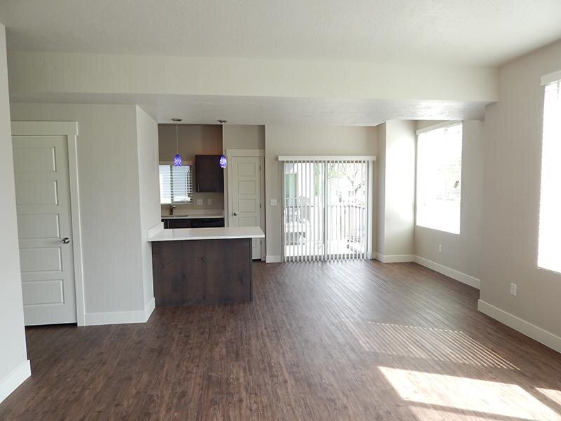 Living Room and Kitchen | Prana Apartments in salt lake city