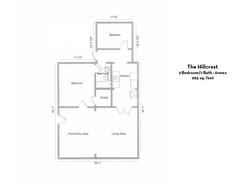 The Hillcrest Apartments Floor Plan 2x1 Annex