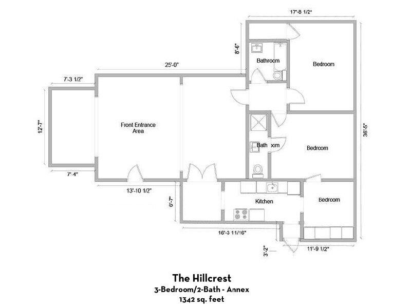 3x2 Annex floor plan at The Hillcrest