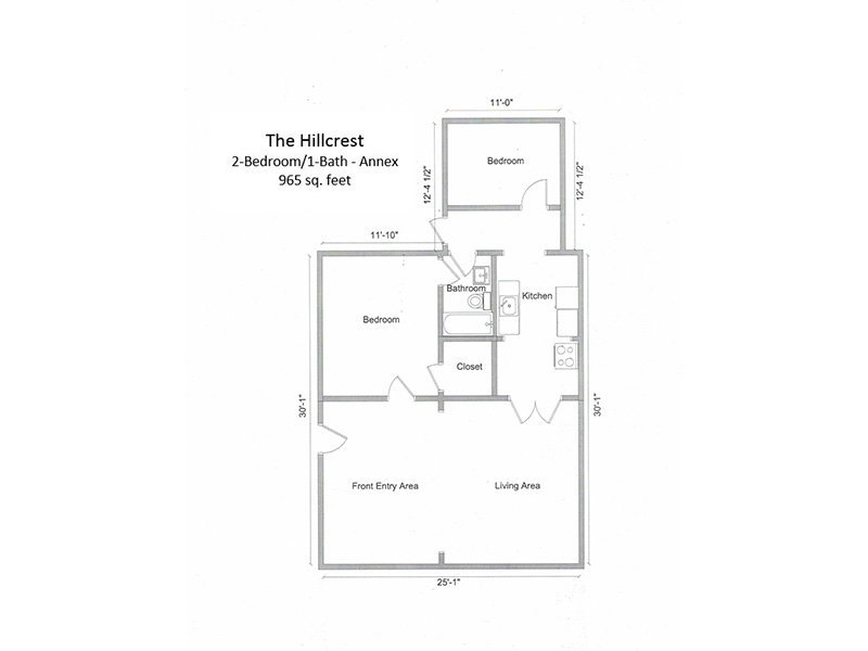 The Hillcrest Apartments Floor Plan 2 Bedroom 1 Bath Annex