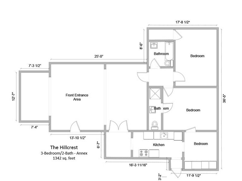 The Hillcrest Apartments Floor Plan 3 Bedroom 2 Bath Annex