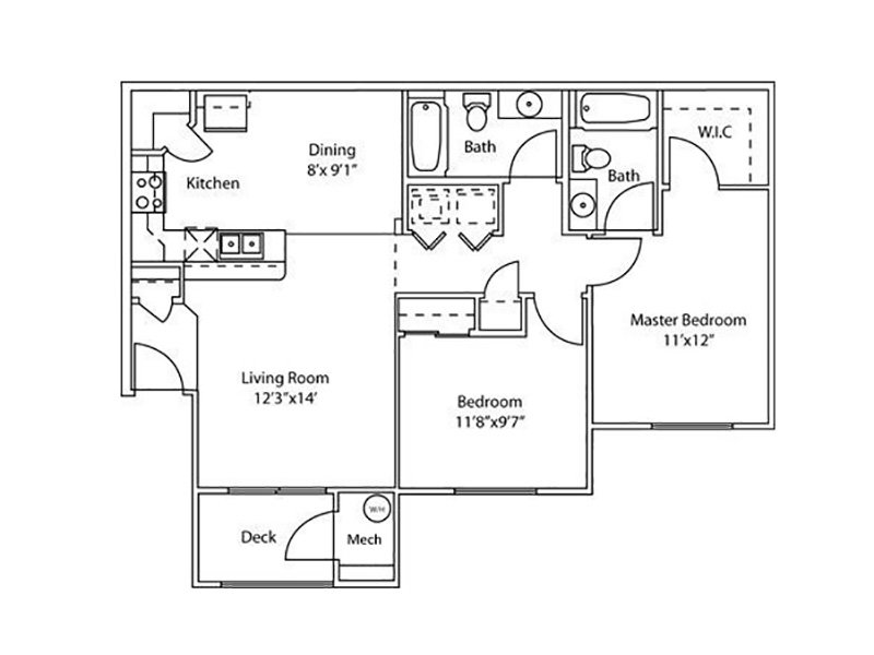 Settlers Landing Apartments Floor Plan 2 Bedroom 2 Bath