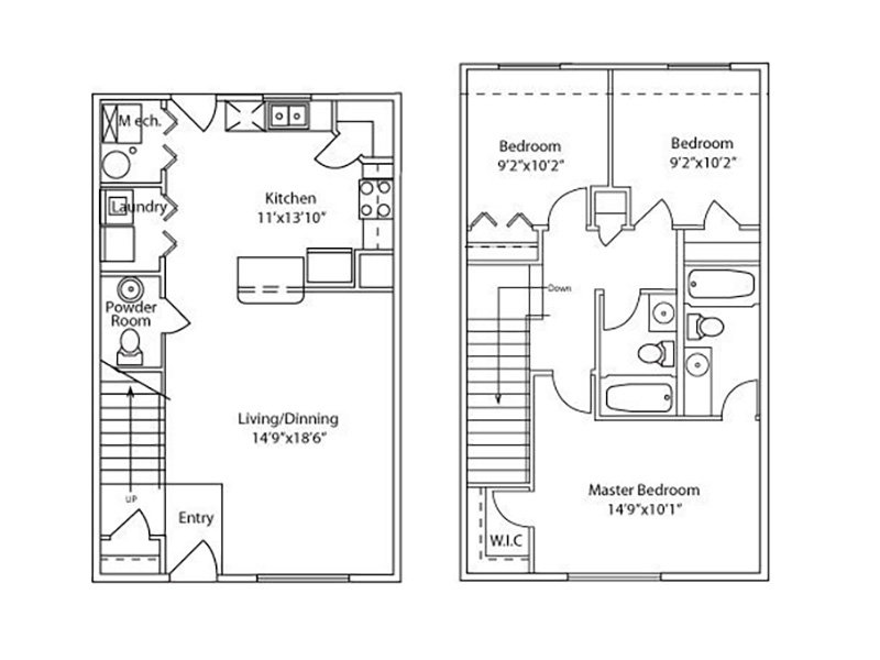 Settlers Landing Apartments Floor Plan 3 Bedroom 2.5 Bath Townhome
