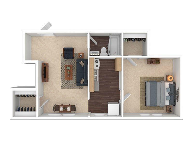 The New Broadmoor Apartments Floor Plan 1x1A