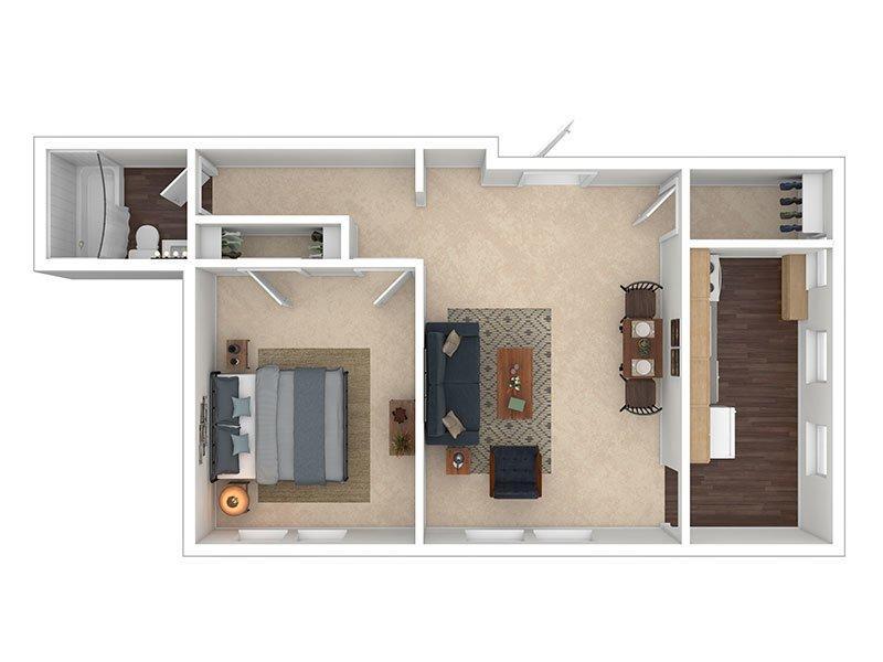 The New Broadmoor Apartments Floor Plan 1x1B