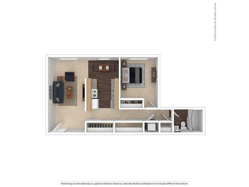 The New Broadmoor Apartments Floor Plan 1x1C