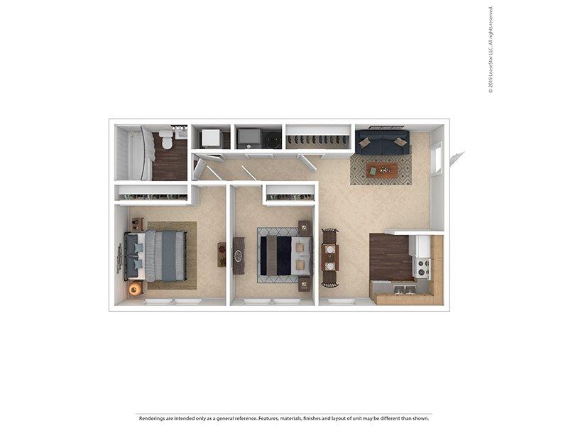The New Broadmoor Apartments Floor Plan 2x1D