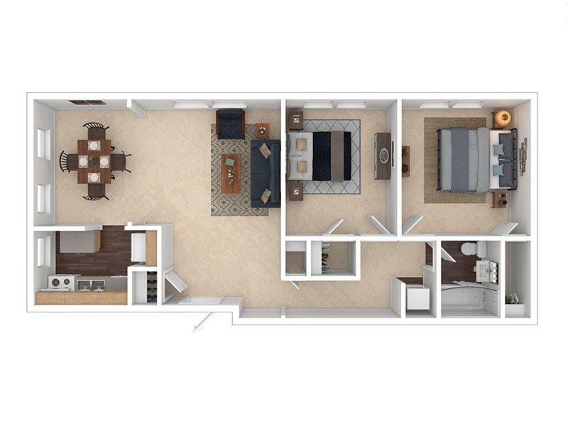 The New Broadmoor Apartments Floor Plan 2x1F