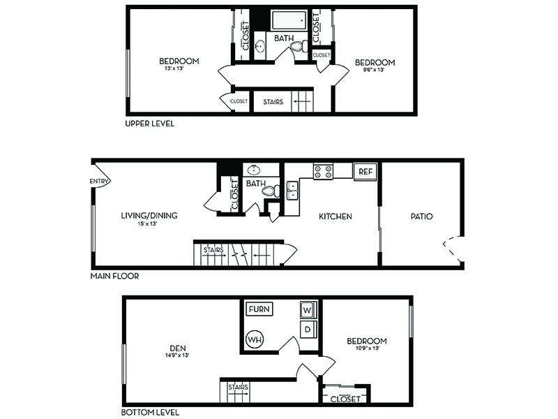 3 Bedroom 1.5 Bathroom Floorplan