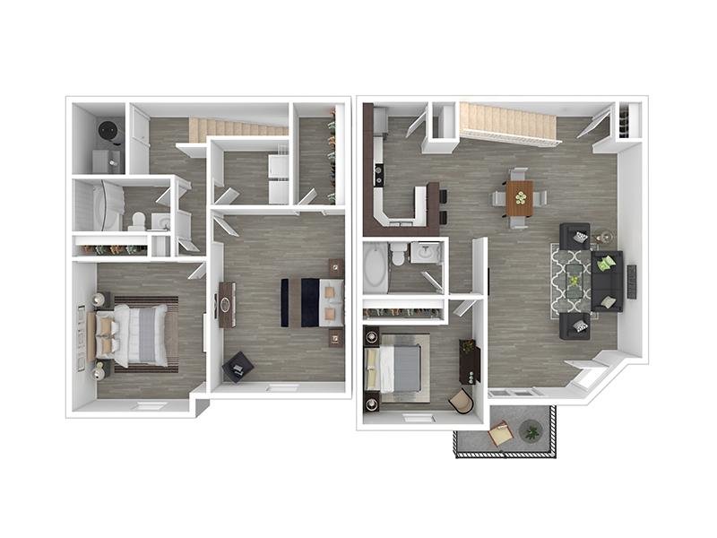 3x2 Townhome-1400-Full Renovation Floorplan