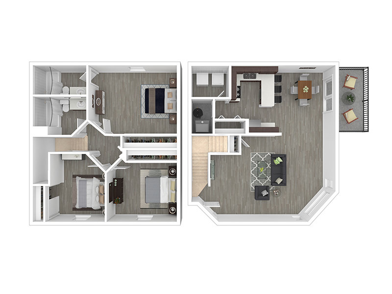 3x2 Townhome-1500-Renovation Floorplan at Turnberry