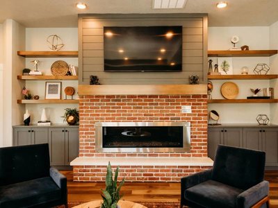 Clubhouse Fireplace | Haven Cove Townhomes