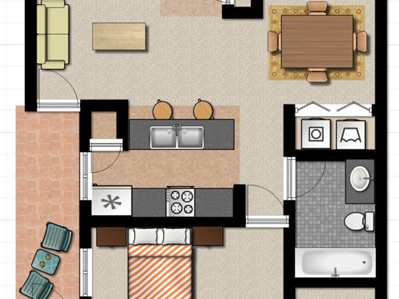 Brickstone Apartments One Bedroom Floor Plan