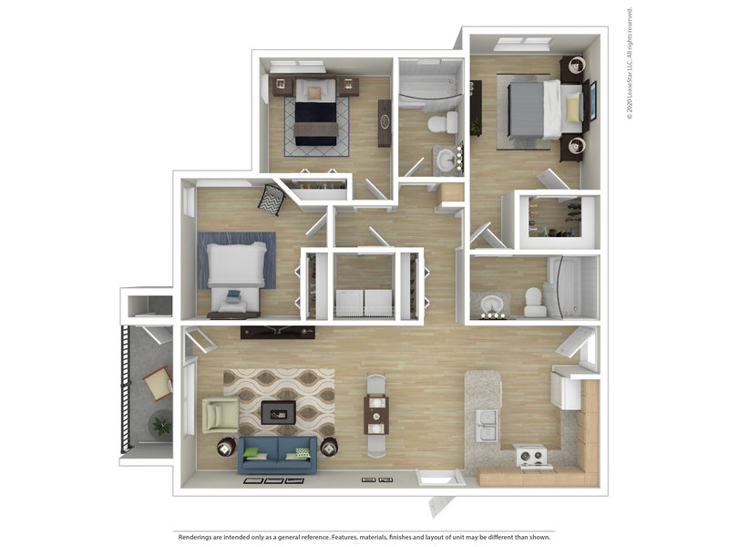 View floor plan image of Three Bedroom Two Bath apartment available now