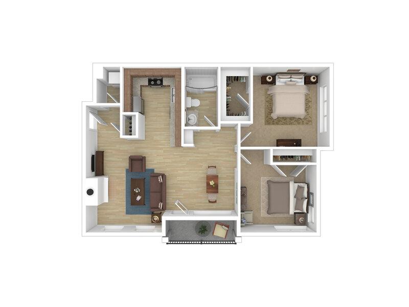 View floor plan image of Two Bedroom One Bath apartment available now