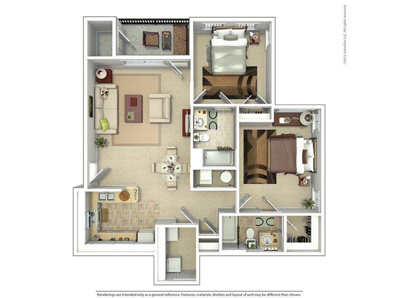 View floor plan image of Two Bedroom Two Bath apartment available now