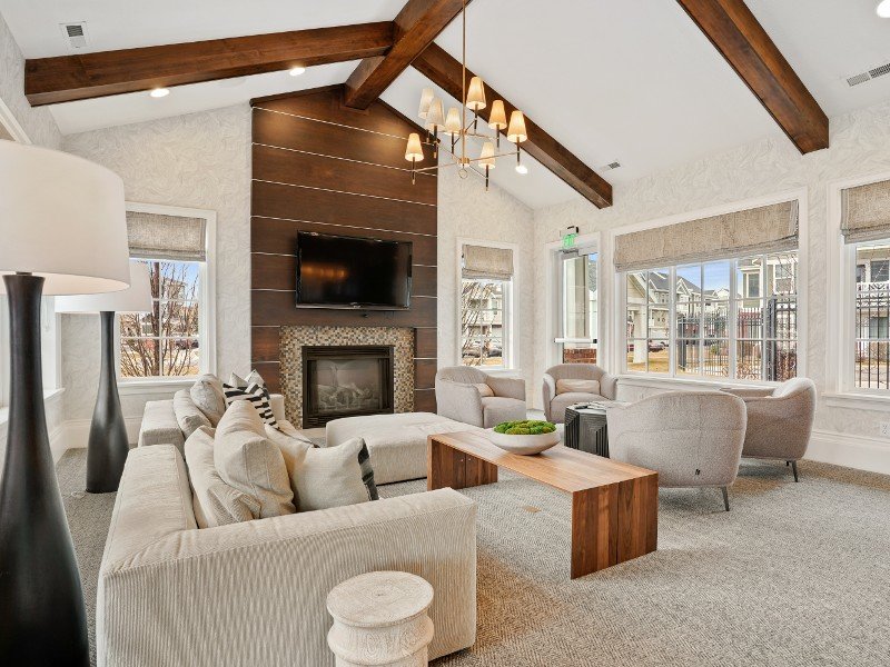 Clubhouse with Fireplace | Riverwalk Apartments