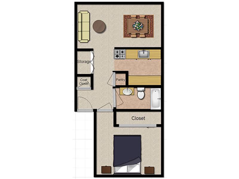 Liberty Heights Apartments Floor Plan 1 Bedroom 1 Bath