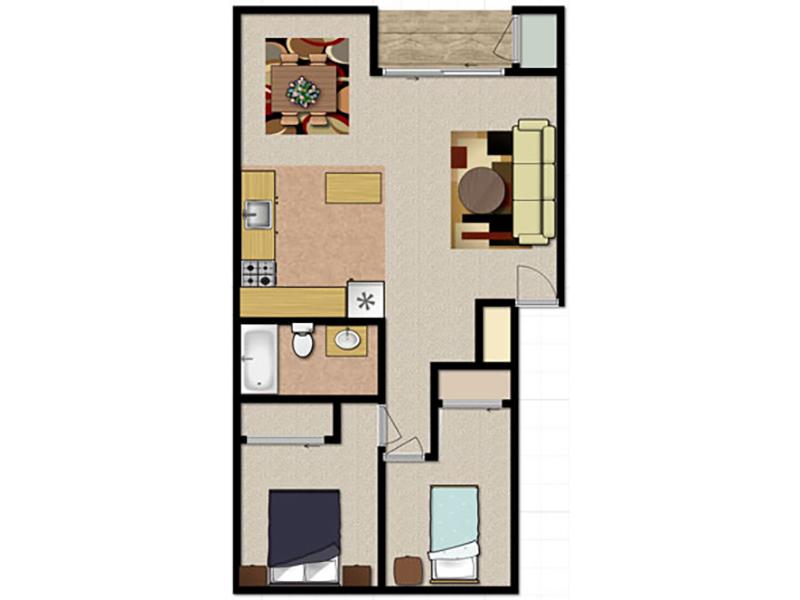 Liberty Heights Apartments Floor Plan 2 Bedroom 1 Bath