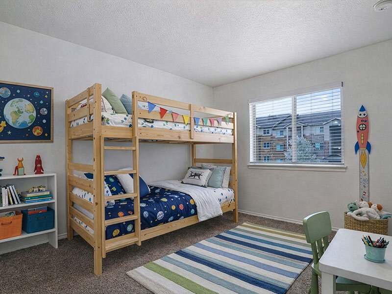 Bunk Beds with Window and Carpet Flooring | Wasatch Commons