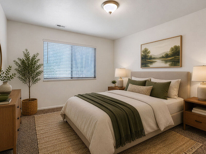 Bedroom with Ceiling Light and Window | Elmwood