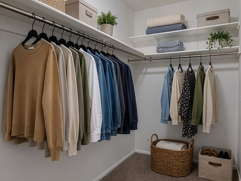 Open Closet with Carpeted Flooring | Elmwood