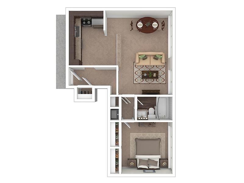 Hightower Apartments Floor Plan 1 Bedroom 1 Bath B