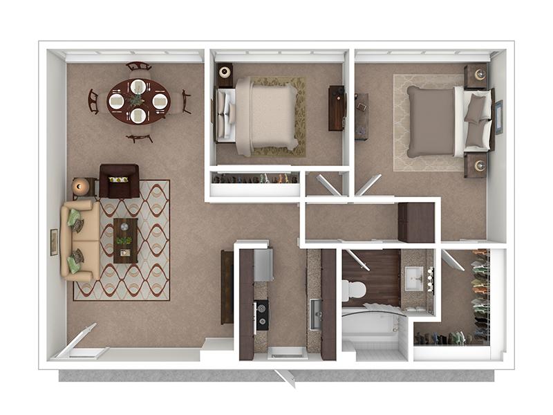 View floor plan image of 2 Bedroom 1 Bath A apartment available now