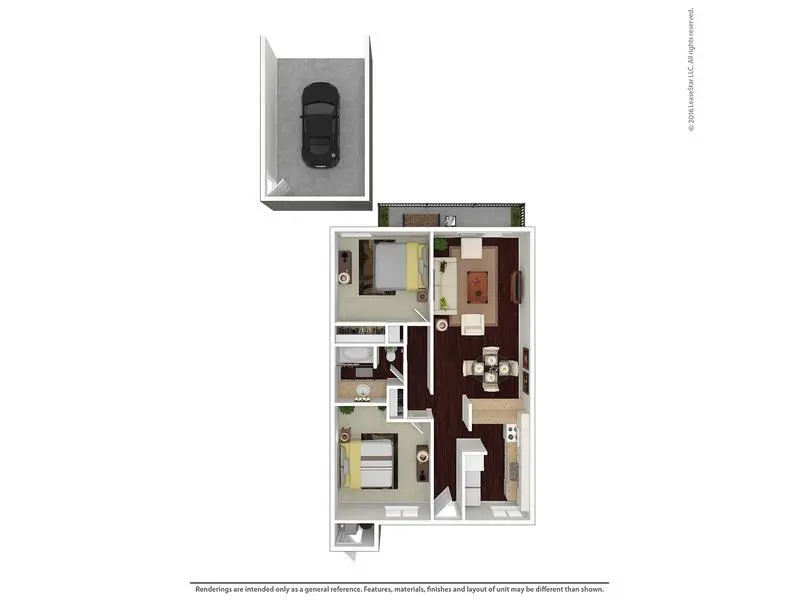 2 Bedroom 1 Bath floor plan at Sandpiper