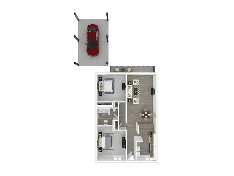 2 Bedroom 1 Bath floorplan at Sandpiper