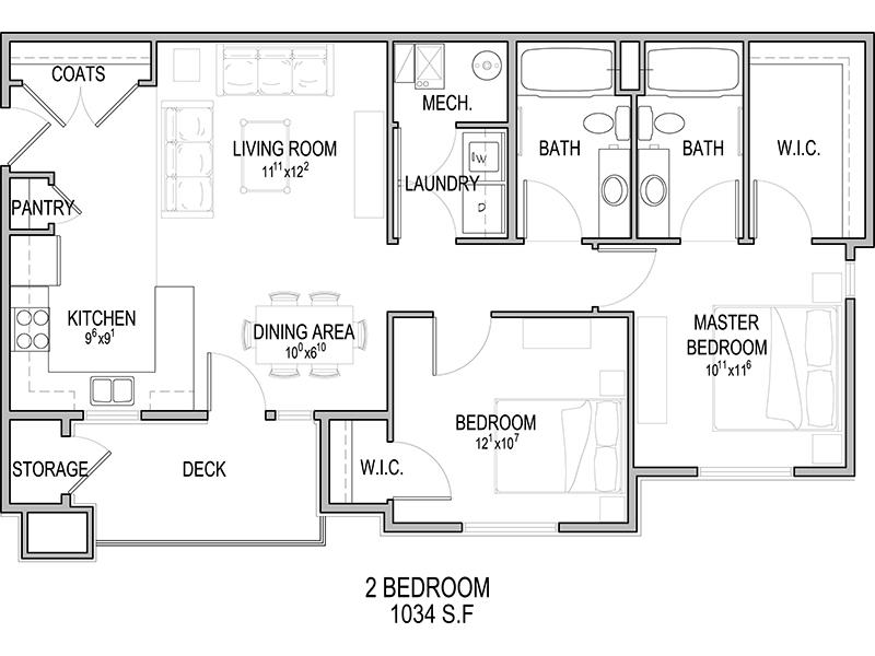 2 Bedroom 2 Bathroom floor plan at Eastgate at Greyhawk