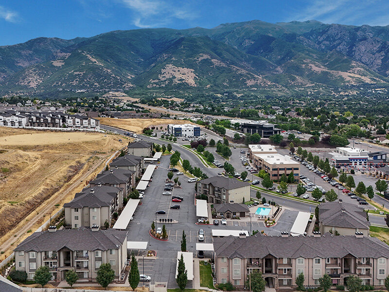 Aerial City View with Apartment Complex | Eastgate at Greyhawk