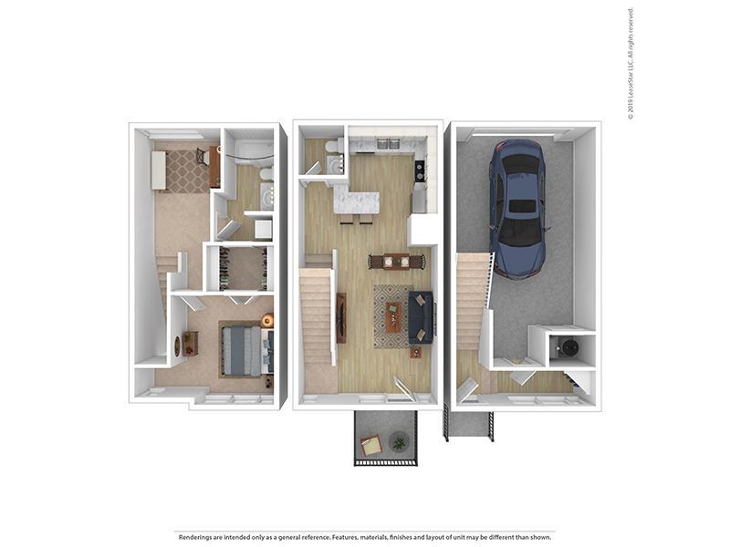 North Metro Town Homes Apartments Floor Plan 1 Bedroom 1 Bathroom 1057