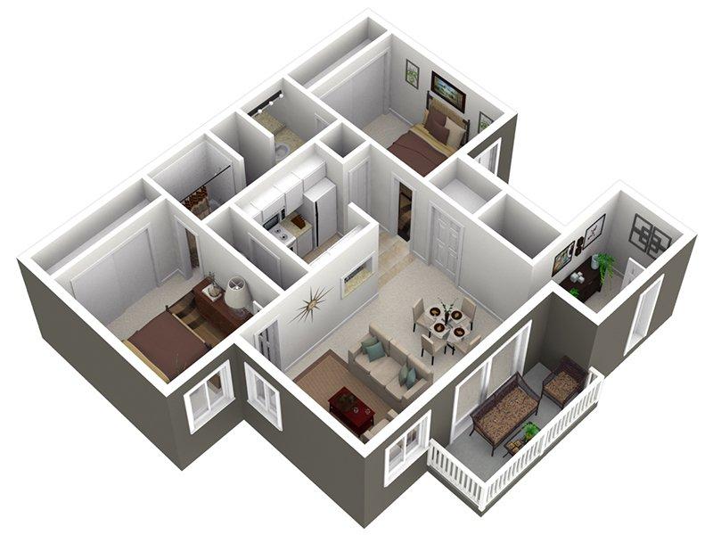 View floor plan image of 2 bed 1 bath 866 apartment available now
