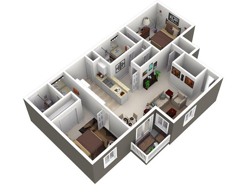 View floor plan image of 2 bed 2 bath 925 apartment available now