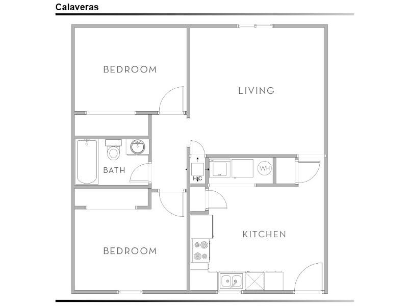 The Calaveras Apartments Floor Plan 2 Bedroom 1 Bath