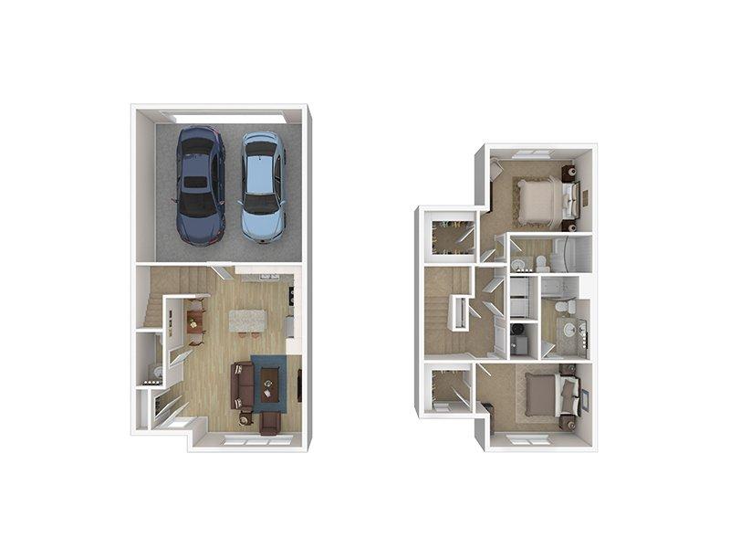 View floor plan image of 2 Bedroom Townhome apartment available now