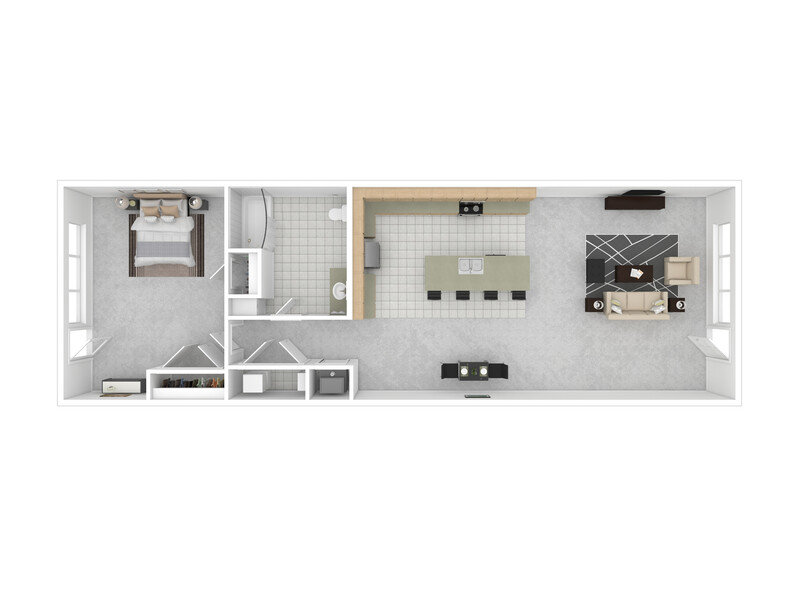 21 & View Apartments Floor Plan 1X1A