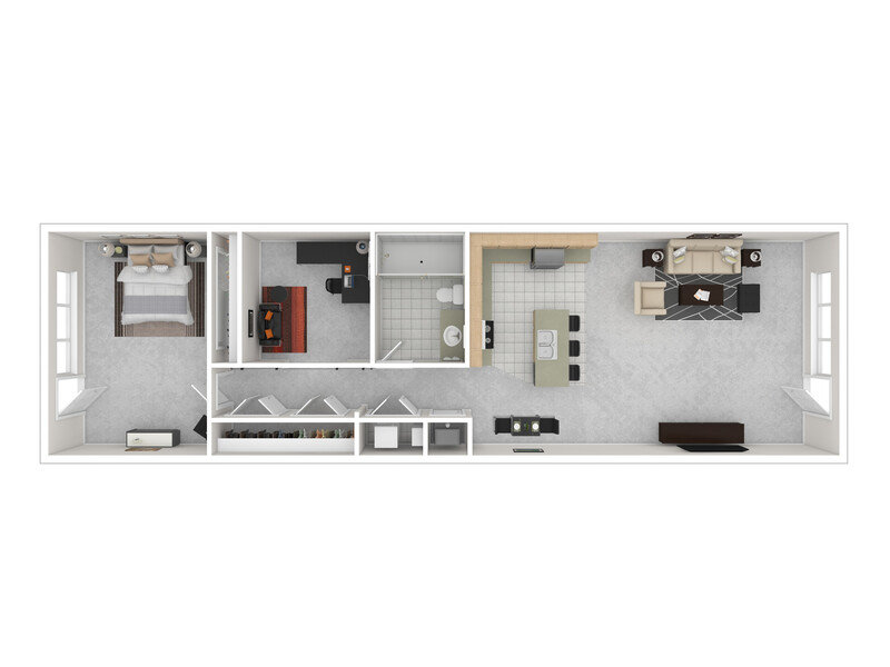 21 & View Apartments Floor Plan 1X1D