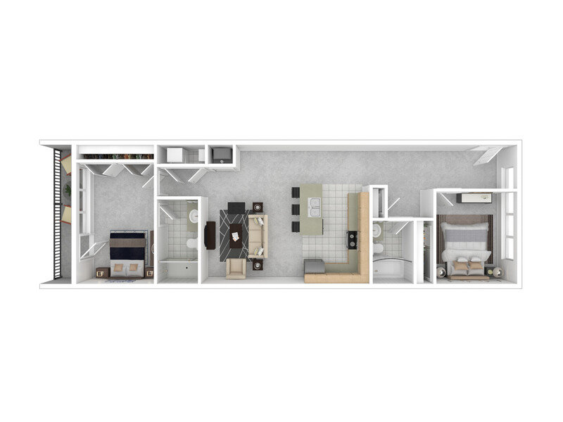 21 & View Apartments Floor Plan 2X2F