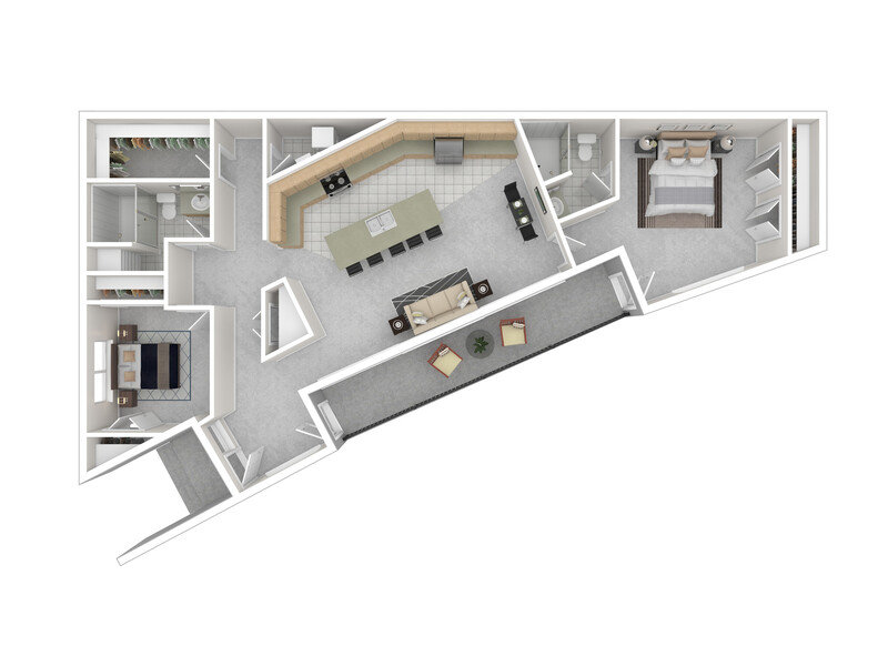 21 & View Apartments Floor Plan 2X2G