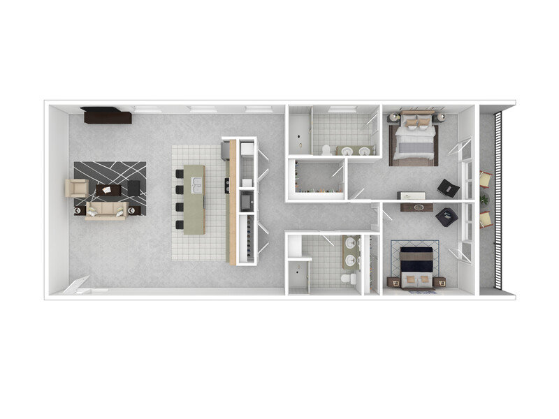 21 & View Apartments Floor Plan 2X2H