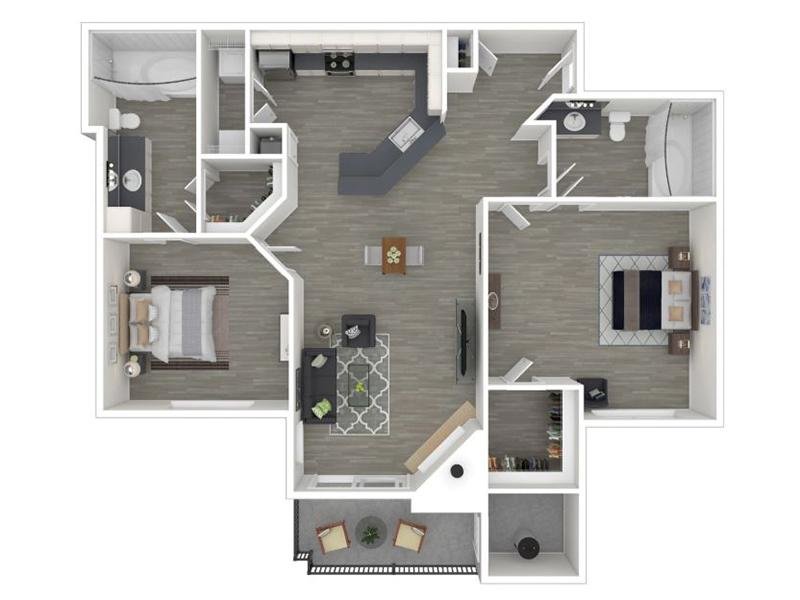 2 Bedroom 2 Bathroom - 1187 floor plan at Alpine Meadows UT