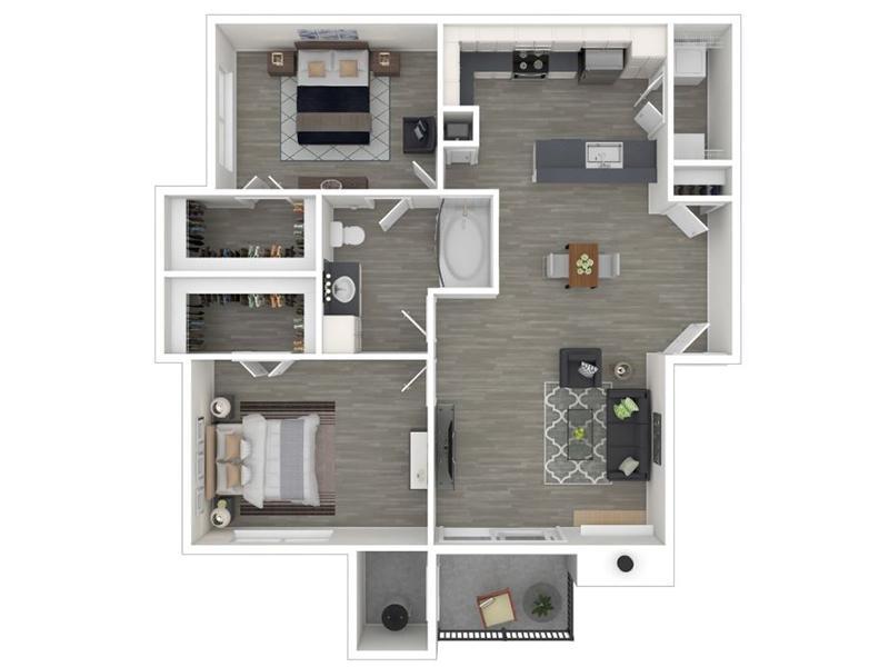 2 Bedroom 1 Bathroom - 916 floor plan at Alpine Meadows UT