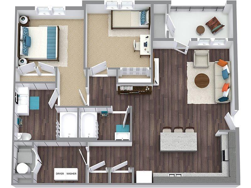View floor plan image of 2B apartment available now