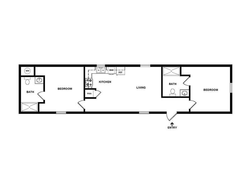 2 Bedroom 2 Bathroom floor plan at Targhee Place Apartments