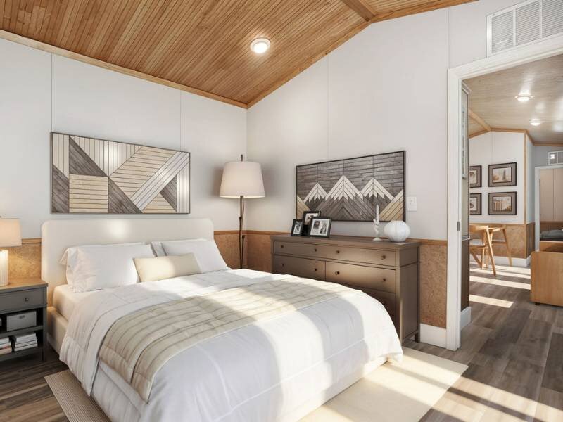 Large Staged Bedroom | Targhee Place in Alpine, WY