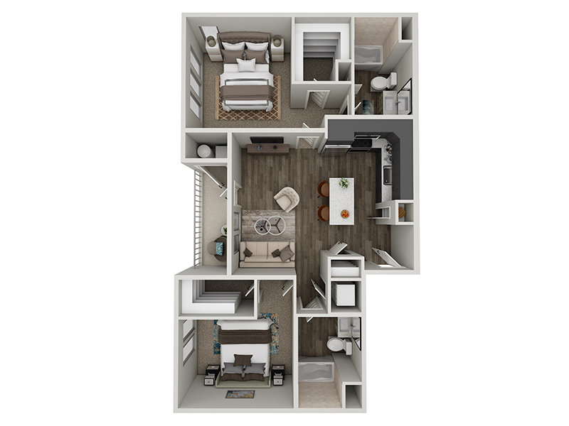 2x2B-1032 Floorplan at Valley View