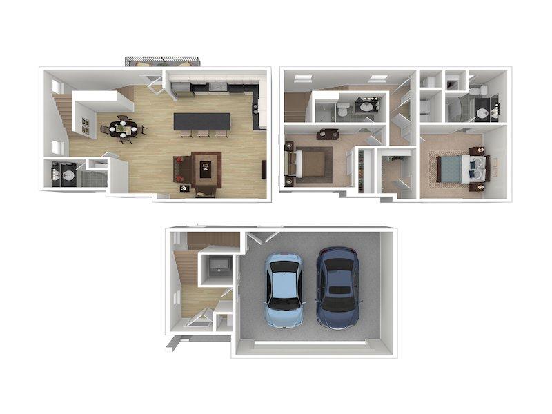 Whisperwood by Lotus Apartments Floor Plan 2 Bedroom 2 Bathroom B